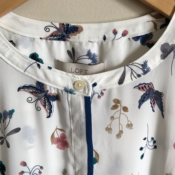 Loft Butterfly Tipped Band Collar Button Down Top - Picture 7 of 8